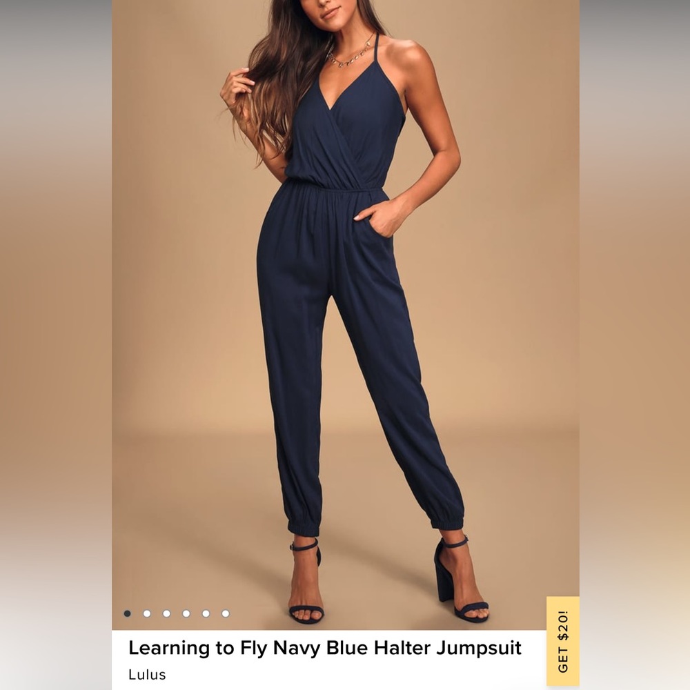 Learning to Fly Navy Blue Halter Jumpsuit